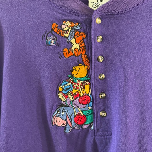 Vtge Disney 90s Women's Winnie The Pooh Long Sleeve Embroidered Shirt Purple, XL - Picture 3 of 9